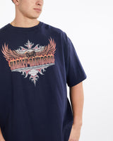 Vintage, Harley, Davidson, Tee, The Real Deal, size double extra large, colour Navy, newtown, sydney, australia, thrift store, opshop, preloved, secondhand, sustainable, retro, antique, 70s, 80s, 90s, 2000s, 00s, fashion, clothing, streetwear, trendy, garment, style, boutique, store, shop, archive, sale, cheap, best, top, T-Shirts