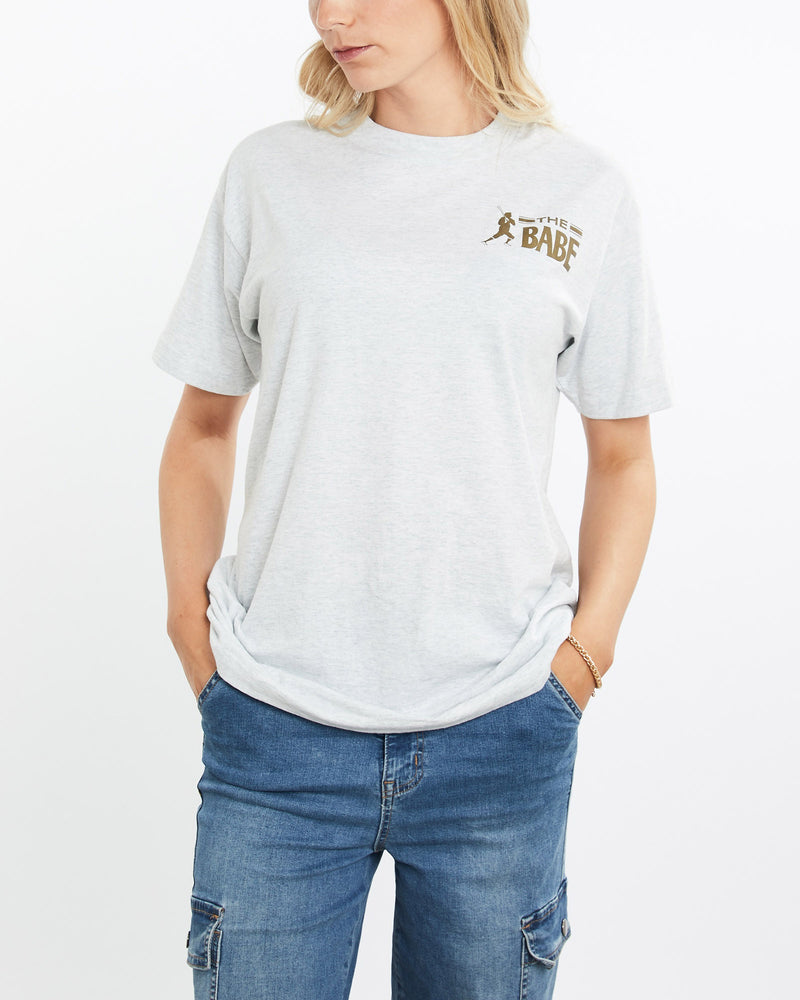 Vintage, 90s, Babe, Ruth, Baseball, Tee, The Real Deal, size medium, colour Grey, newtown, sydney, australia, thrift store, opshop, preloved, secondhand, sustainable, retro, antique, 70s, 80s, 90s, 2000s, 00s, fashion, clothing, streetwear, trendy, garment, style, boutique, store, shop, archive, sale, cheap, best, top, T-Shirts