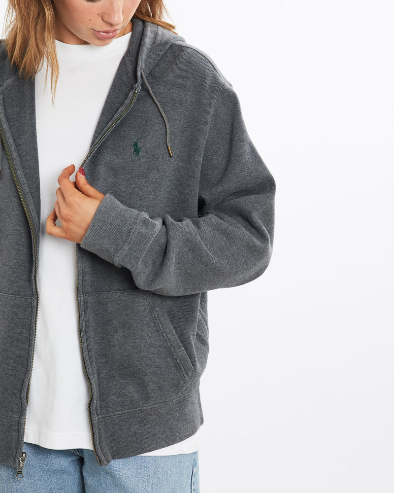 Vintage, 90s, Polo, Ralph, Lauren, Full, Zip, Hooded, Sweatshirt, The Real Deal, size medium, colour Grey, newtown, sydney, australia, thrift store, opshop, preloved, secondhand, sustainable, retro, antique, 70s, 80s, 90s, 2000s, 00s, fashion, clothing, streetwear, trendy, garment, style, boutique, store, shop, archive, sale, cheap, best, top, Sweats and hoodies