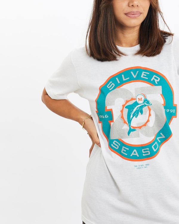 Vintage, 1990, NFL, Miami, Dolphins, Tee, The Real Deal, size extra small, colour Burgundy, newtown, sydney, australia, thrift store, opshop, preloved, secondhand, sustainable, retro, antique, 70s, 80s, 90s, 2000s, 00s, fashion, clothing, streetwear, trendy, garment, style, boutique, store, shop, archive, sale, cheap, best, top, T-Shirts