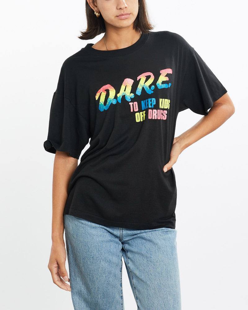 Vintage, 80s, D.A.R.E, Tee, The Real Deal, size small, colour Black, newtown, sydney, australia, thrift store, opshop, preloved, secondhand, sustainable, retro, antique, 70s, 80s, 90s, 2000s, 00s, fashion, clothing, streetwear, trendy, garment, style, boutique, store, shop, archive, sale, cheap, best, top, T-Shirts