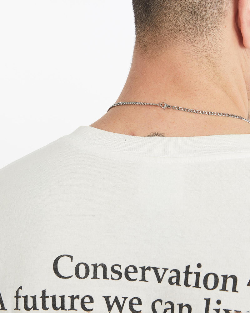 Vintage, 1993, Conservation, International, Whale, Wildlife, Tee, The Real Deal, size large, colour White, newtown, sydney, australia, thrift store, opshop, preloved, secondhand, sustainable, retro, antique, 70s, 80s, 90s, 2000s, 00s, fashion, clothing, streetwear, trendy, garment, style, boutique, store, shop, archive, sale, cheap, best, top, T-Shirts