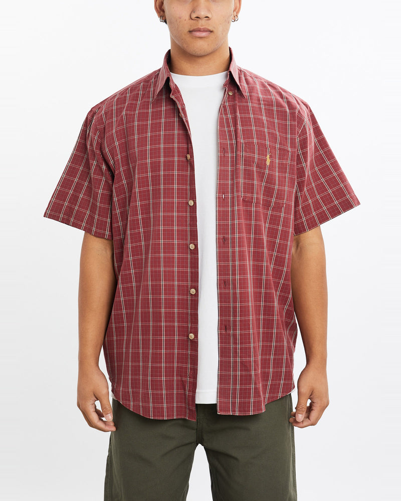 Vintage, 90s, Polo, Ralph, Lauren, Short, Sleeve, Button, Up, Shirt, The Real Deal, size large, colour Burgundy, newtown, sydney, australia, thrift store, opshop, preloved, secondhand, sustainable, retro, antique, 70s, 80s, 90s, 2000s, 00s, fashion, clothing, streetwear, trendy, garment, style, boutique, store, shop, archive, sale, cheap, best, top, Shirts