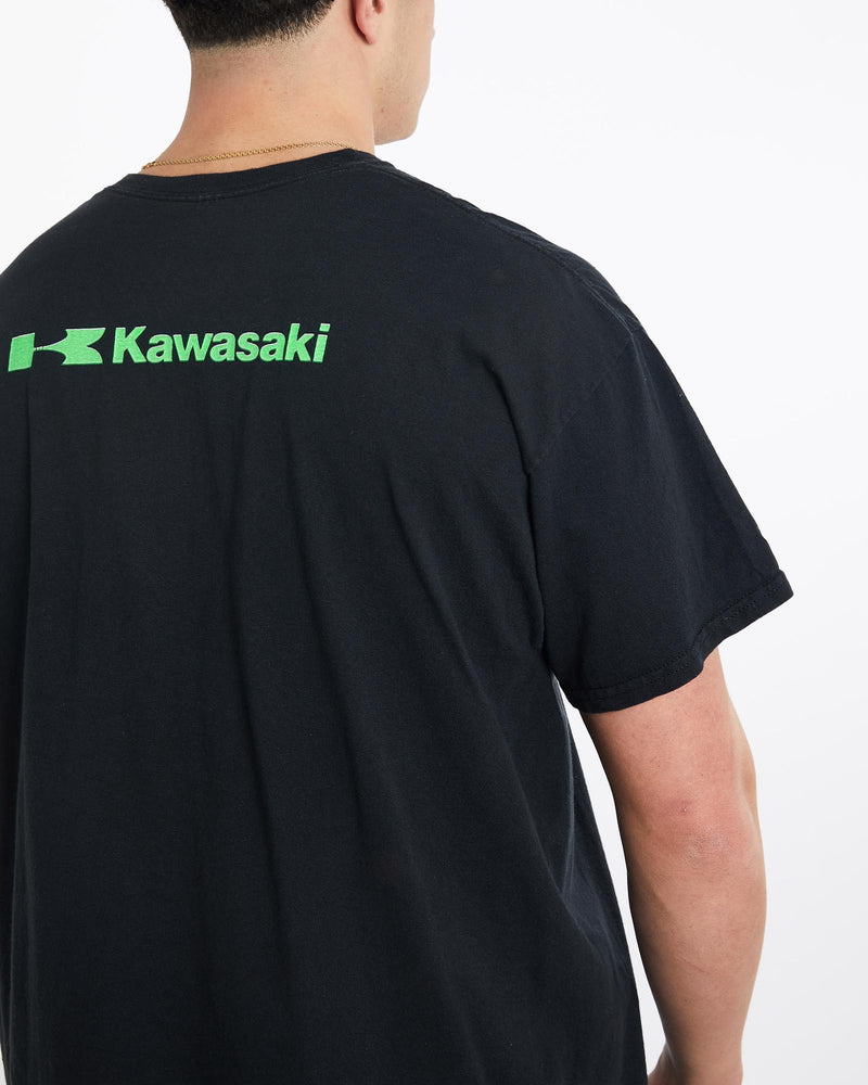 Vintage, Kawasaki, Motors, Tee, The Real Deal, size extra large, colour Black, newtown, sydney, australia, thrift store, opshop, preloved, secondhand, sustainable, retro, antique, 70s, 80s, 90s, 2000s, 00s, fashion, clothing, streetwear, trendy, garment, style, boutique, store, shop, archive, sale, cheap, best, top, T-Shirts
