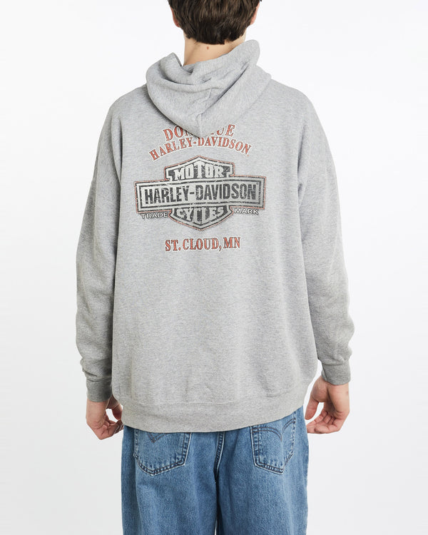 Vintage, Harley, Davidson, Hooded, Sweatshirt, The Real Deal, size extra large, colour Grey, newtown, sydney, australia, thrift store, opshop, preloved, secondhand, sustainable, retro, antique, 70s, 80s, 90s, 2000s, 00s, fashion, clothing, streetwear, trendy, garment, style, boutique, store, shop, archive, sale, cheap, best, top, Sweats and hoodies