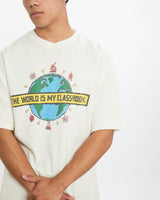 Vintage 80s 'The World Is My Classroom' Tee <br>L , The Real Deal , newtown, sydney, australia, thrift store, opshop, preloved, secondhand, sustainable, retro, antique, 70s, 80s, 90s, 2000s, 00s, fashion, clothing, streetwear, trendy, garment, style, boutique, store, shop, archive, sale, cheap, best, top