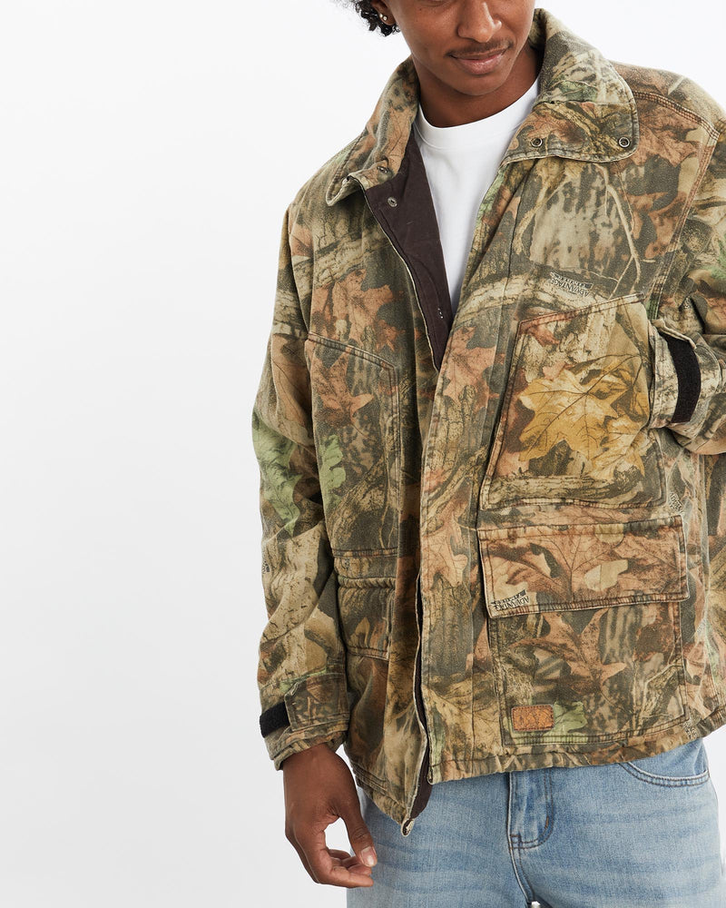 Vintage, 90s, Realtree, Camo, Jacket, The Real Deal, size large, colour Green, newtown, sydney, australia, thrift store, opshop, preloved, secondhand, sustainable, retro, antique, 70s, 80s, 90s, 2000s, 00s, fashion, clothing, streetwear, trendy, garment, style, boutique, store, shop, archive, sale, cheap, best, top, Jackets