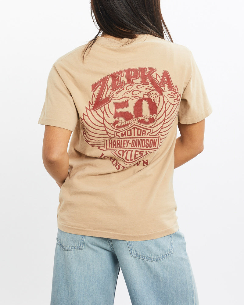 Vintage, 1996, Harley, Davidson, Tee, The Real Deal, size double extra small, colour Brown, newtown, sydney, australia, thrift store, opshop, preloved, secondhand, sustainable, retro, antique, 70s, 80s, 90s, 2000s, 00s, fashion, clothing, streetwear, trendy, garment, style, boutique, store, shop, archive, sale, cheap, best, top, T-Shirts