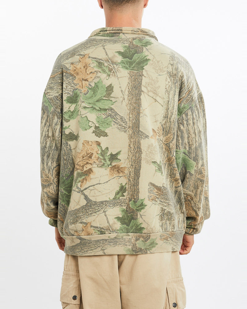 Vintage, Realtree, Camo, Quarter, Zip, Sweatshirt, The Real Deal, size large, colour Brown, newtown, sydney, australia, thrift store, opshop, preloved, secondhand, sustainable, retro, antique, 70s, 80s, 90s, 2000s, 00s, fashion, clothing, streetwear, trendy, garment, style, boutique, store, shop, archive, sale, cheap, best, top, Sweats and hoodies