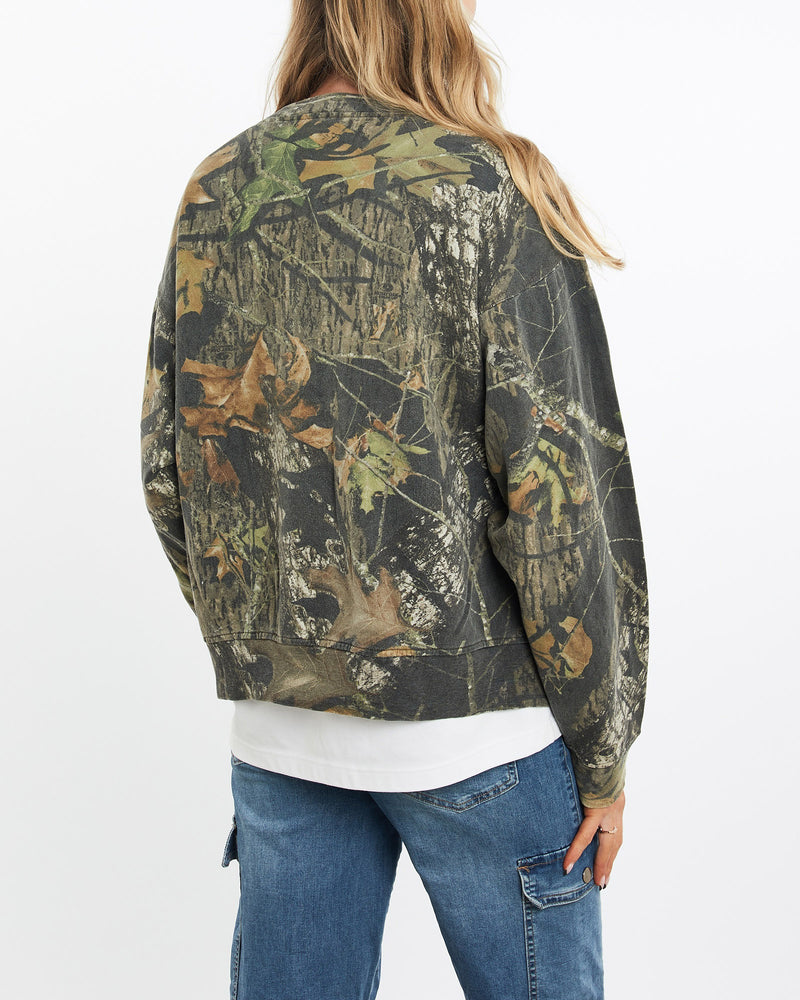Vintage, 90s, Outdoor, World, Realtree, Camo, Sweatshirt, The Real Deal, size medium, colour Green, newtown, sydney, australia, thrift store, opshop, preloved, secondhand, sustainable, retro, antique, 70s, 80s, 90s, 2000s, 00s, fashion, clothing, streetwear, trendy, garment, style, boutique, store, shop, archive, sale, cheap, best, top, Sweats and hoodies