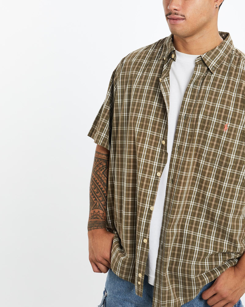 Vintage, 90s, Polo, Ralph, Lauren, Short, Sleeve, Button, Up, Shirt, The Real Deal, size extra large, colour Brown, newtown, sydney, australia, thrift store, opshop, preloved, secondhand, sustainable, retro, antique, 70s, 80s, 90s, 2000s, 00s, fashion, clothing, streetwear, trendy, garment, style, boutique, store, shop, archive, sale, cheap, best, top, Shirts