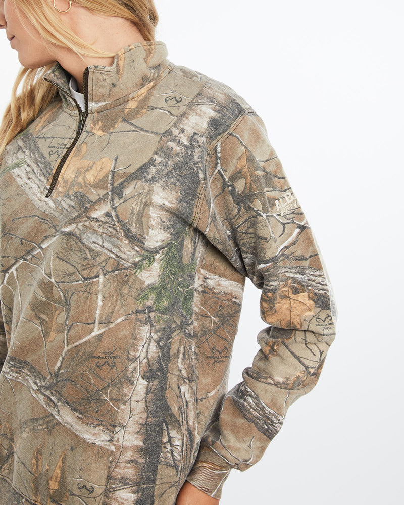 Vintage, Russell, Athletic, Realtree, Camo, Quarter, Zip, Sweatshirt, The Real Deal, size medium, colour Green, newtown, sydney, australia, thrift store, opshop, preloved, secondhand, sustainable, retro, antique, 70s, 80s, 90s, 2000s, 00s, fashion, clothing, streetwear, trendy, garment, style, boutique, store, shop, archive, sale, cheap, best, top, Sweats and hoodies