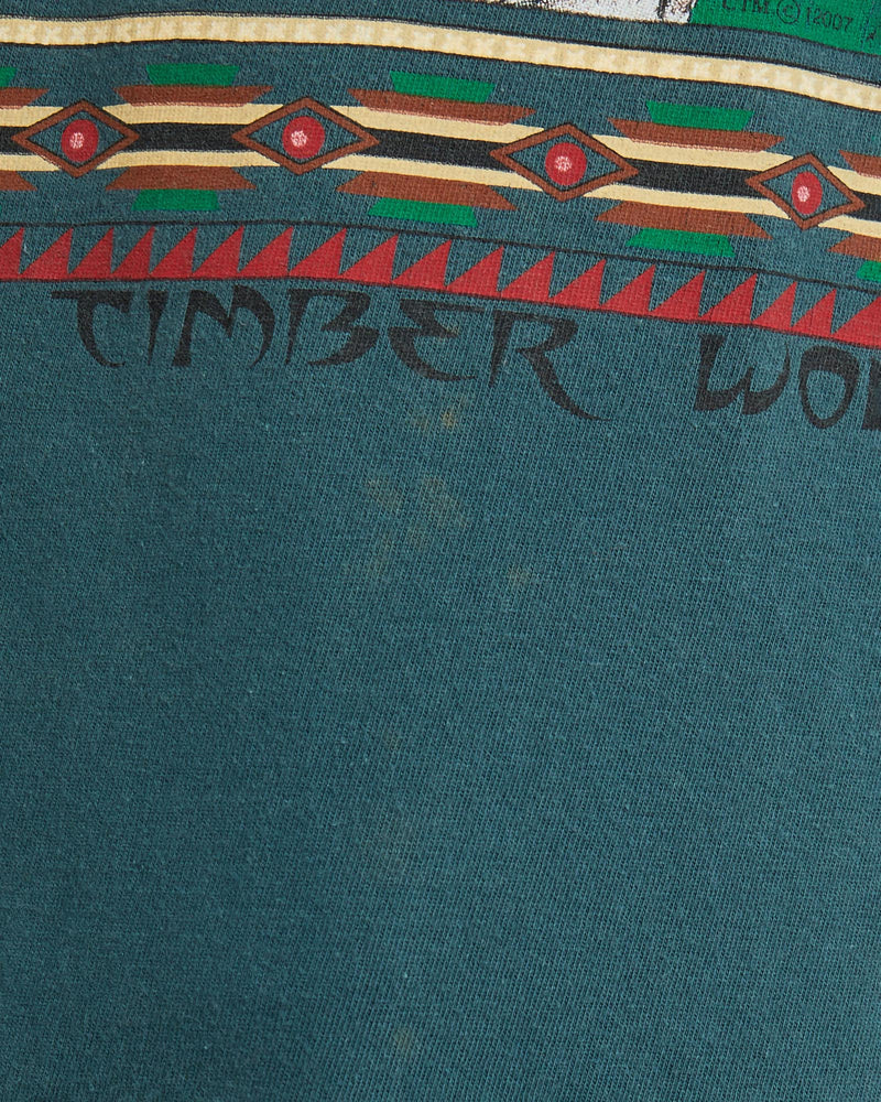 Vintage, 90s, Timber, Wolf, Wildlife, Tee, The Real Deal, size large, colour Green, newtown, sydney, australia, thrift store, opshop, preloved, secondhand, sustainable, retro, antique, 70s, 80s, 90s, 2000s, 00s, fashion, clothing, streetwear, trendy, garment, style, boutique, store, shop, archive, sale, cheap, best, top, T-Shirts