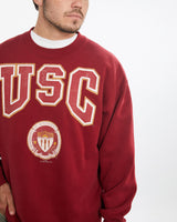 Vintage, 1990, University, of, Southern, California, Sweatshirt, The Real Deal, size large, colour Burgundy, newtown, sydney, australia, thrift store, opshop, preloved, secondhand, sustainable, retro, antique, 70s, 80s, 90s, 2000s, 00s, fashion, clothing, streetwear, trendy, garment, style, boutique, store, shop, archive, sale, cheap, best, top, Sweats and hoodies