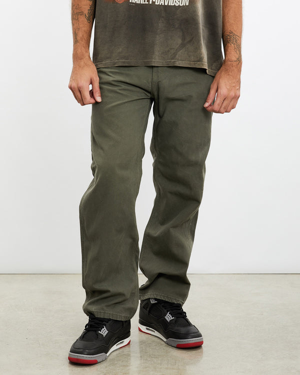 Vintage, Dickies, Carpenter, Pants, The Real Deal, size 35", colour Green, newtown, sydney, australia, thrift store, opshop, preloved, secondhand, sustainable, retro, antique, 70s, 80s, 90s, 2000s, 00s, fashion, clothing, streetwear, trendy, garment, style, boutique, store, shop, archive, sale, cheap, best, top, Pants