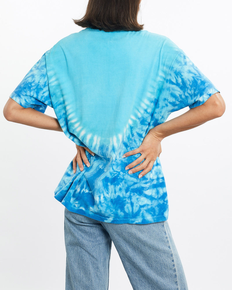 Vintage, 90s, Dolphin, Wildlife, Tie, Dye, Tee, The Real Deal, size small, colour Blue, newtown, sydney, australia, thrift store, opshop, preloved, secondhand, sustainable, retro, antique, 70s, 80s, 90s, 2000s, 00s, fashion, clothing, streetwear, trendy, garment, style, boutique, store, shop, archive, sale, cheap, best, top, T-Shirts
