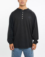 Vintage, Harley, Davidson, Long, Sleeve, Henley, Tee, The Real Deal, size extra large, colour Blue, newtown, sydney, australia, thrift store, opshop, preloved, secondhand, sustainable, retro, antique, 70s, 80s, 90s, 2000s, 00s, fashion, clothing, streetwear, trendy, garment, style, boutique, store, shop, archive, sale, cheap, best, top, T-Shirts