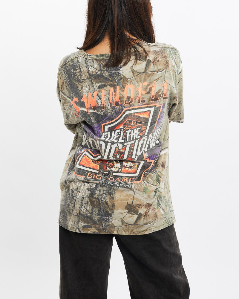 Vintage, Sammy, Swindell, Realtree, Camo, Racing, Tee, The Real Deal, size extra small, colour Beige, newtown, sydney, australia, thrift store, opshop, preloved, secondhand, sustainable, retro, antique, 70s, 80s, 90s, 2000s, 00s, fashion, clothing, streetwear, trendy, garment, style, boutique, store, shop, archive, sale, cheap, best, top, T-Shirts