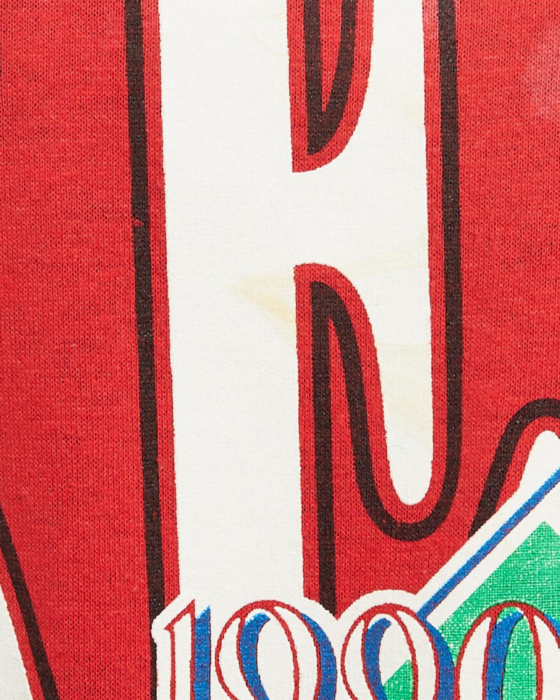 Vintage, 1990, MLB, Cincinnati, Reds, World, Series, Tee, The Real Deal, size extra small, colour Red, newtown, sydney, australia, thrift store, opshop, preloved, secondhand, sustainable, retro, antique, 70s, 80s, 90s, 2000s, 00s, fashion, clothing, streetwear, trendy, garment, style, boutique, store, shop, archive, sale, cheap, best, top, T-Shirts