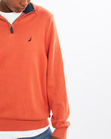 Vintage, Nautica, Quarter, Zip, Sweater, The Real Deal, size medium, colour Orange, newtown, sydney, australia, thrift store, opshop, preloved, secondhand, sustainable, retro, antique, 70s, 80s, 90s, 2000s, 00s, fashion, clothing, streetwear, trendy, garment, style, boutique, store, shop, archive, sale, cheap, best, top, Sweats and hoodies