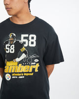 Vintage 90s NFL Pittsburgh Steelers 'Jack Lambert' Tee <br>L , The Real Deal , newtown, sydney, australia, thrift store, opshop, preloved, secondhand, sustainable, retro, antique, 70s, 80s, 90s, 2000s, 00s, fashion, clothing, streetwear, trendy, garment, style, boutique, store, shop, archive, sale, cheap, best, top