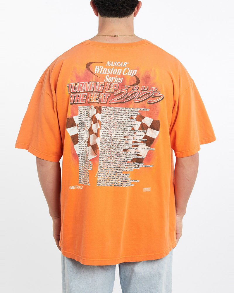 Vintage, NASCAR, Racing, Tee, The Real Deal, size double extra large, colour Orange, newtown, sydney, australia, thrift store, opshop, preloved, secondhand, sustainable, retro, antique, 70s, 80s, 90s, 2000s, 00s, fashion, clothing, streetwear, trendy, garment, style, boutique, store, shop, archive, sale, cheap, best, top, T-Shirts