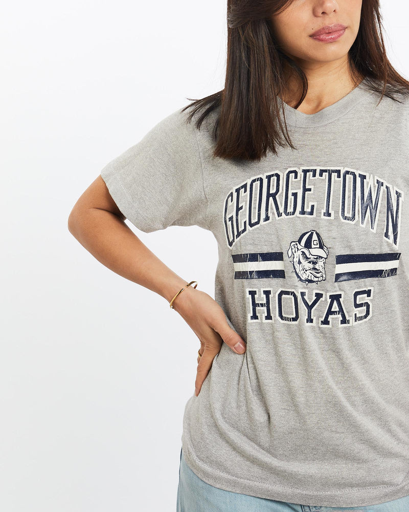 Vintage, 80s, NCAA, Georgetown, Hoyas, Tee, The Real Deal, size double extra small, colour Grey, newtown, sydney, australia, thrift store, opshop, preloved, secondhand, sustainable, retro, antique, 70s, 80s, 90s, 2000s, 00s, fashion, clothing, streetwear, trendy, garment, style, boutique, store, shop, archive, sale, cheap, best, top, T-Shirts