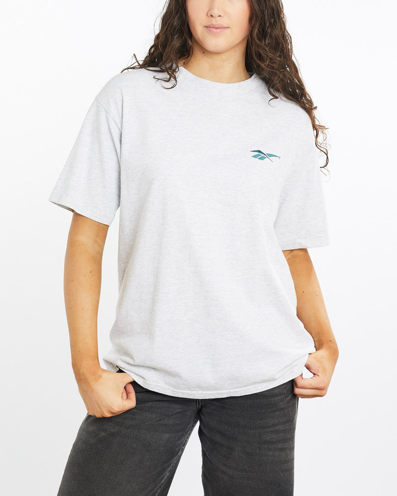 Vintage, 90s, Reebok, Tee, The Real Deal, size medium, colour Grey, newtown, sydney, australia, thrift store, opshop, preloved, secondhand, sustainable, retro, antique, 70s, 80s, 90s, 2000s, 00s, fashion, clothing, streetwear, trendy, garment, style, boutique, store, shop, archive, sale, cheap, best, top, T-Shirts