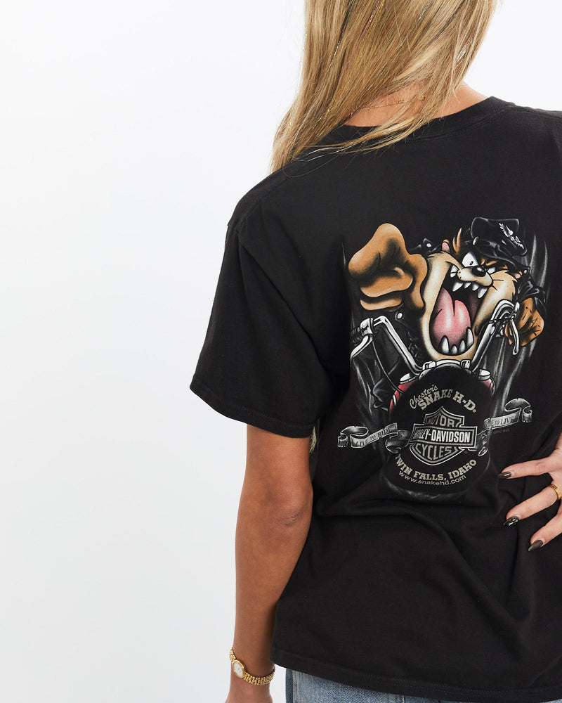 Vintage, Harley, Davidson, Looney, Tunes, Tee, The Real Deal, size extra small, colour Black, newtown, sydney, australia, thrift store, opshop, preloved, secondhand, sustainable, retro, antique, 70s, 80s, 90s, 2000s, 00s, fashion, clothing, streetwear, trendy, garment, style, boutique, store, shop, archive, sale, cheap, best, top, T-Shirts