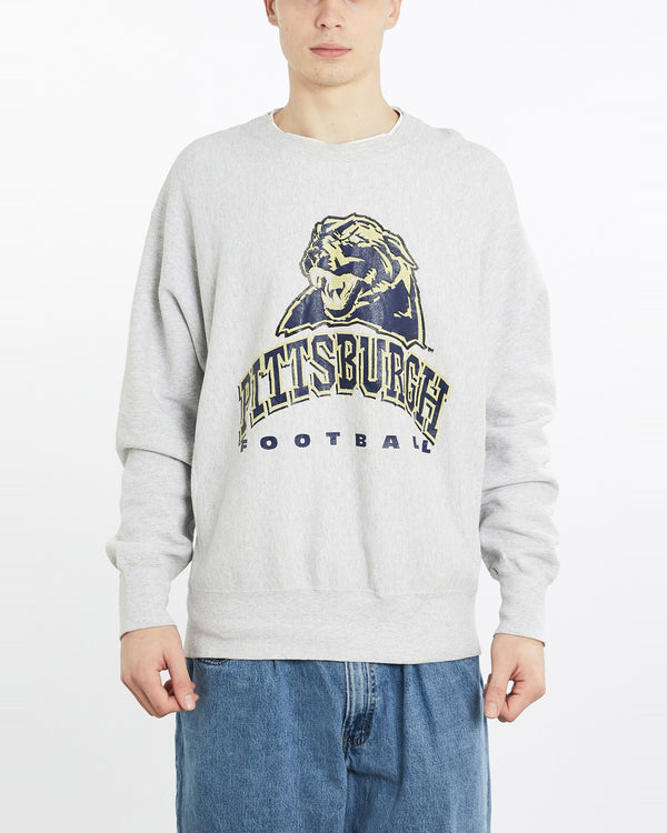 Vintage, NCAA, Pittsburgh, Panthers, Sweatshirt, The Real Deal, size extra large, colour Grey, newtown, sydney, australia, thrift store, opshop, preloved, secondhand, sustainable, retro, antique, 70s, 80s, 90s, 2000s, 00s, fashion, clothing, streetwear, trendy, garment, style, boutique, store, shop, archive, sale, cheap, best, top, Sweats and hoodies