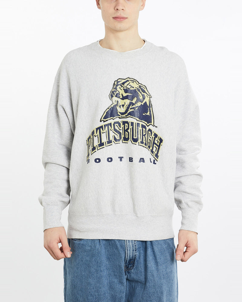 Vintage, NCAA, Pittsburgh, Panthers, Sweatshirt, The Real Deal, size extra large, colour Grey, newtown, sydney, australia, thrift store, opshop, preloved, secondhand, sustainable, retro, antique, 70s, 80s, 90s, 2000s, 00s, fashion, clothing, streetwear, trendy, garment, style, boutique, store, shop, archive, sale, cheap, best, top, Sweats and hoodies
