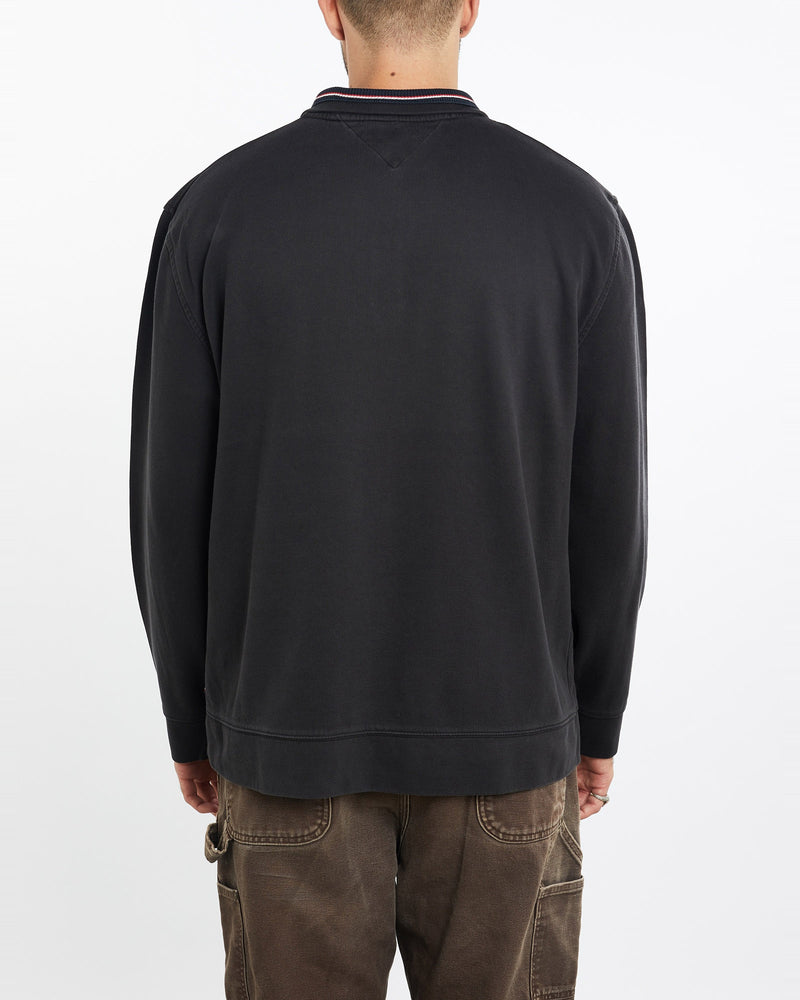 Vintage, Tommy, Hilfiger, Quarter, Zip, Sweatshirt, The Real Deal, size extra large, colour Navy, newtown, sydney, australia, thrift store, opshop, preloved, secondhand, sustainable, retro, antique, 70s, 80s, 90s, 2000s, 00s, fashion, clothing, streetwear, trendy, garment, style, boutique, store, shop, archive, sale, cheap, best, top, Sweats and hoodies