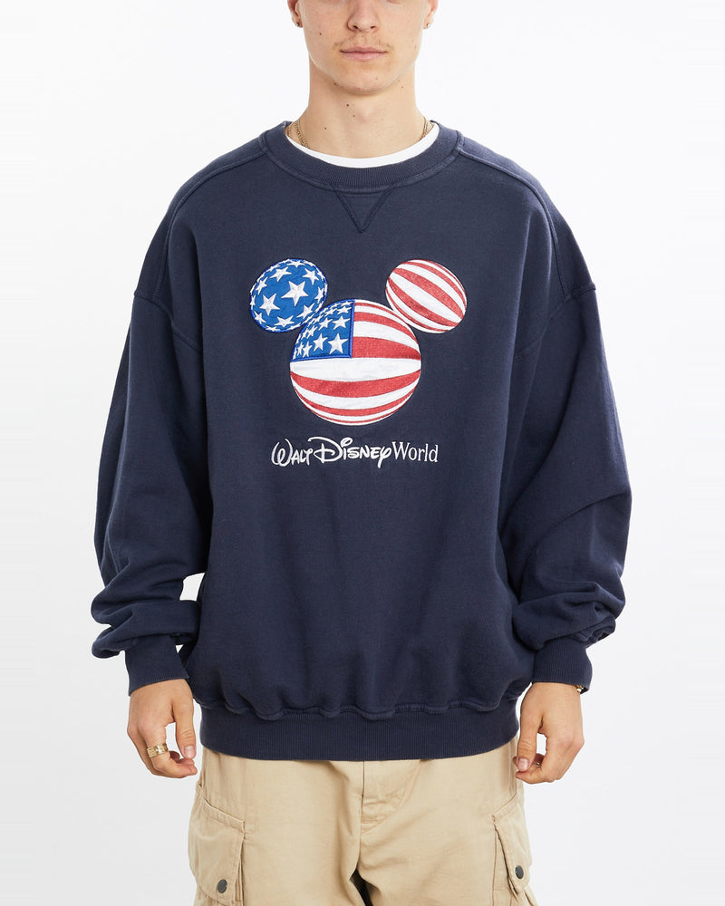 Vintage, 90s, Walt, Disney, World, Sweatshirt, The Real Deal, size extra large, colour Navy, newtown, sydney, australia, thrift store, opshop, preloved, secondhand, sustainable, retro, antique, 70s, 80s, 90s, 2000s, 00s, fashion, clothing, streetwear, trendy, garment, style, boutique, store, shop, archive, sale, cheap, best, top, Sweats and hoodies