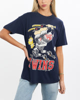 Vintage, 1991, MLB, Minnesota, Twins, Tee, The Real Deal, size extra small, colour Navy, newtown, sydney, australia, thrift store, opshop, preloved, secondhand, sustainable, retro, antique, 70s, 80s, 90s, 2000s, 00s, fashion, clothing, streetwear, trendy, garment, style, boutique, store, shop, archive, sale, cheap, best, top, T-Shirts