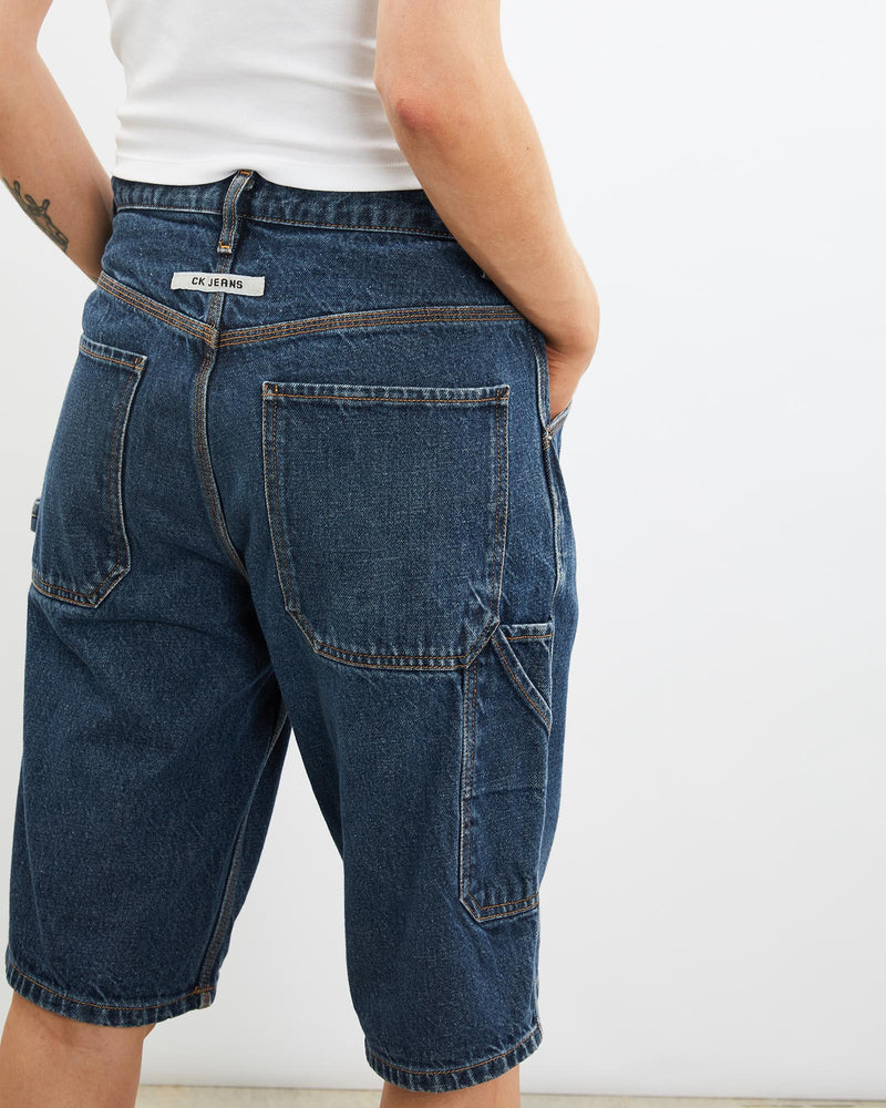 Vintage, Calvin, Klein, Denim, Carpenter, Shorts, The Real Deal, size 31", colour Blue, newtown, sydney, australia, thrift store, opshop, preloved, secondhand, sustainable, retro, antique, 70s, 80s, 90s, 2000s, 00s, fashion, clothing, streetwear, trendy, garment, style, boutique, store, shop, archive, sale, cheap, best, top, Shorts