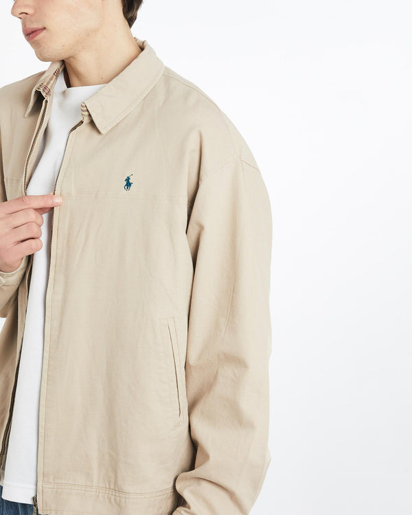 Vintage, 90s, Polo, Ralph, Lauren, Harrington, Jacket, The Real Deal, size extra large, colour Beige, newtown, sydney, australia, thrift store, opshop, preloved, secondhand, sustainable, retro, antique, 70s, 80s, 90s, 2000s, 00s, fashion, clothing, streetwear, trendy, garment, style, boutique, store, shop, archive, sale, cheap, best, top, Jackets