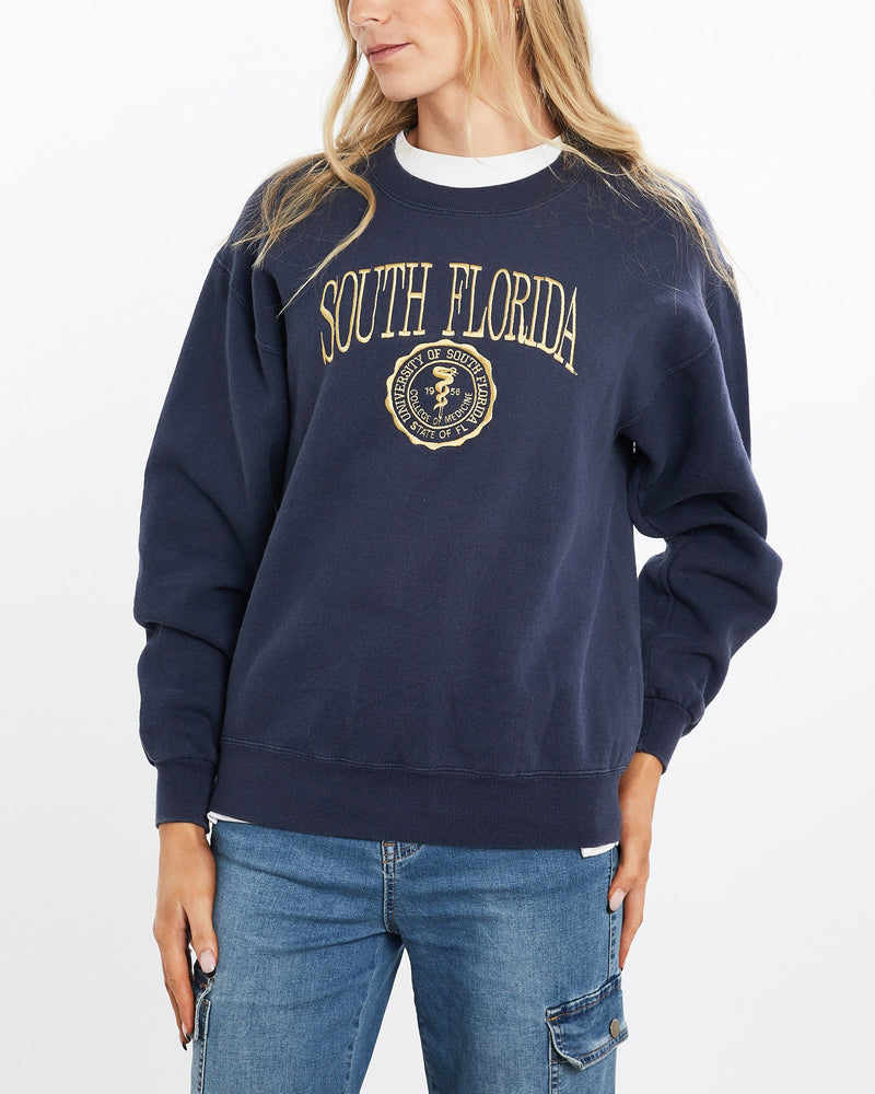 Vintage, 90s, University, of, South, Florida, Sweatshirt, The Real Deal, size medium, colour Navy, newtown, sydney, australia, thrift store, opshop, preloved, secondhand, sustainable, retro, antique, 70s, 80s, 90s, 2000s, 00s, fashion, clothing, streetwear, trendy, garment, style, boutique, store, shop, archive, sale, cheap, best, top, Sweats and hoodies