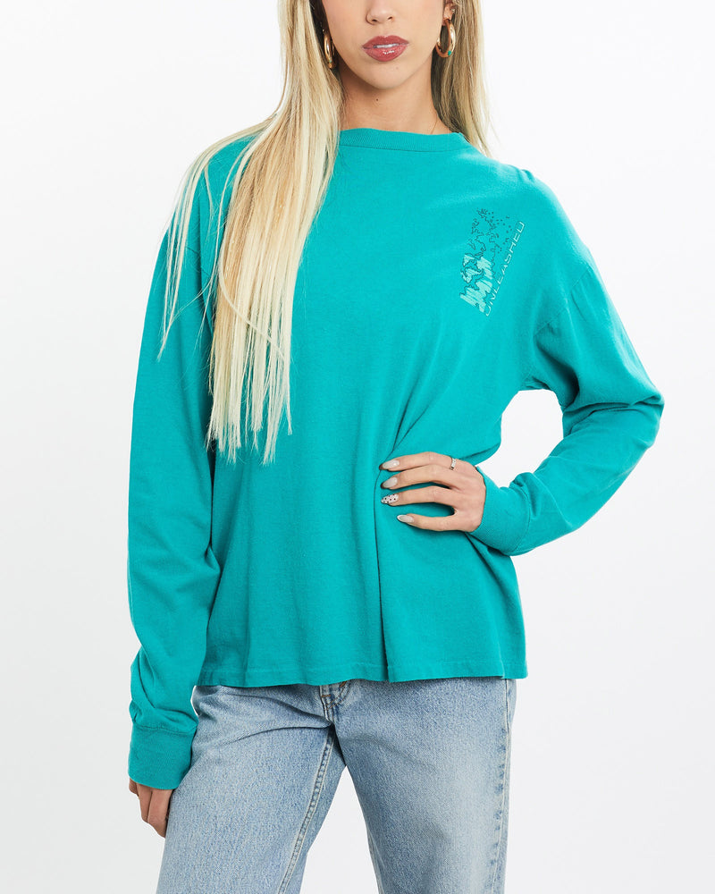Vintage, 1987, Ocean, Pacific, Surf, Long, Sleeve, Tee, The Real Deal, size small, colour Green, newtown, sydney, australia, thrift store, opshop, preloved, secondhand, sustainable, retro, antique, 70s, 80s, 90s, 2000s, 00s, fashion, clothing, streetwear, trendy, garment, style, boutique, store, shop, archive, sale, cheap, best, top, T-Shirts