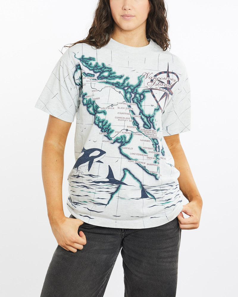 Vintage, 90s, Vancouver, Island, Map, Tee, The Real Deal, size medium, colour Grey, newtown, sydney, australia, thrift store, opshop, preloved, secondhand, sustainable, retro, antique, 70s, 80s, 90s, 2000s, 00s, fashion, clothing, streetwear, trendy, garment, style, boutique, store, shop, archive, sale, cheap, best, top, T-Shirts