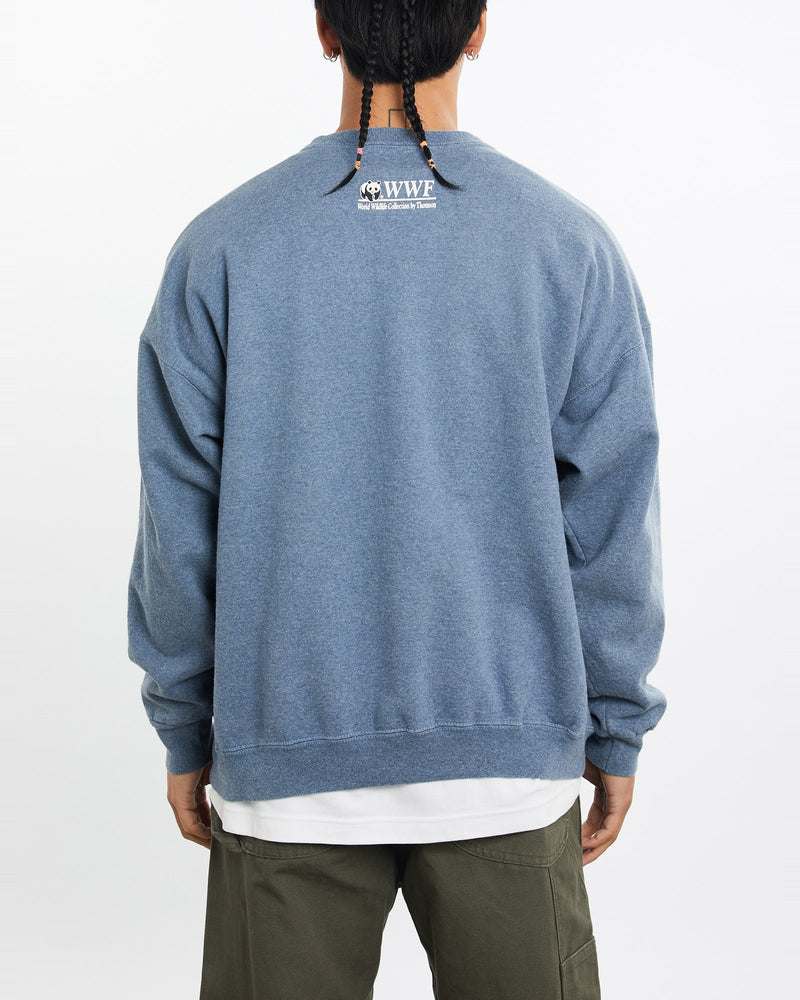 Vintage, 90s, WWF, Zebra, Wildlife, Sweatshirt, The Real Deal, size large, colour Blue, newtown, sydney, australia, thrift store, opshop, preloved, secondhand, sustainable, retro, antique, 70s, 80s, 90s, 2000s, 00s, fashion, clothing, streetwear, trendy, garment, style, boutique, store, shop, archive, sale, cheap, best, top, Sweats and hoodies