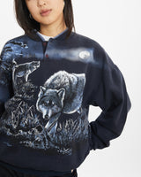 Vintage 90s Wolf Wildlife Sweatshirt <br>S , The Real Deal , newtown, sydney, australia, thrift store, opshop, preloved, secondhand, sustainable, retro, antique, 70s, 80s, 90s, 2000s, 00s, fashion, clothing, streetwear, trendy, garment, style, boutique, store, shop, archive, sale, cheap, best, top
