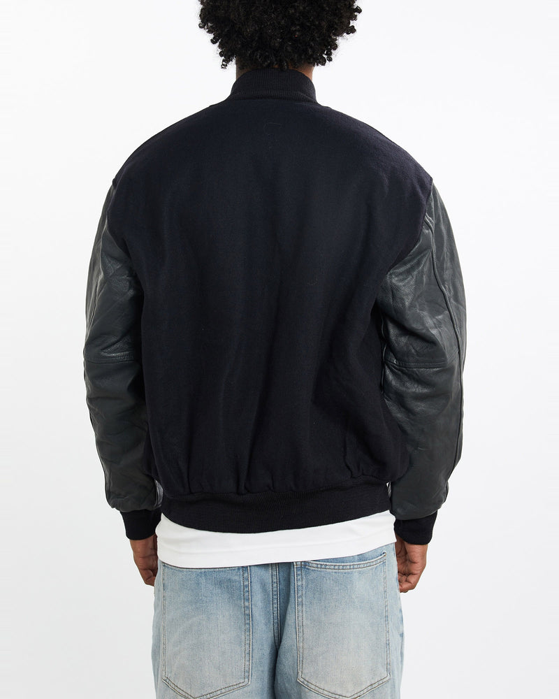 Vintage, 90s, Game, Varsity, Jacket, The Real Deal, size large, colour Black, newtown, sydney, australia, thrift store, opshop, preloved, secondhand, sustainable, retro, antique, 70s, 80s, 90s, 2000s, 00s, fashion, clothing, streetwear, trendy, garment, style, boutique, store, shop, archive, sale, cheap, best, top, Jackets