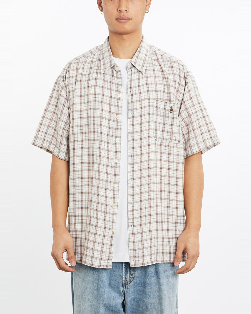 Vintage, 90s, Polo, Ralph, Lauren, Short, Sleeve, Button, Up, Shirt, The Real Deal, size large, colour Brown, newtown, sydney, australia, thrift store, opshop, preloved, secondhand, sustainable, retro, antique, 70s, 80s, 90s, 2000s, 00s, fashion, clothing, streetwear, trendy, garment, style, boutique, store, shop, archive, sale, cheap, best, top, Shirts