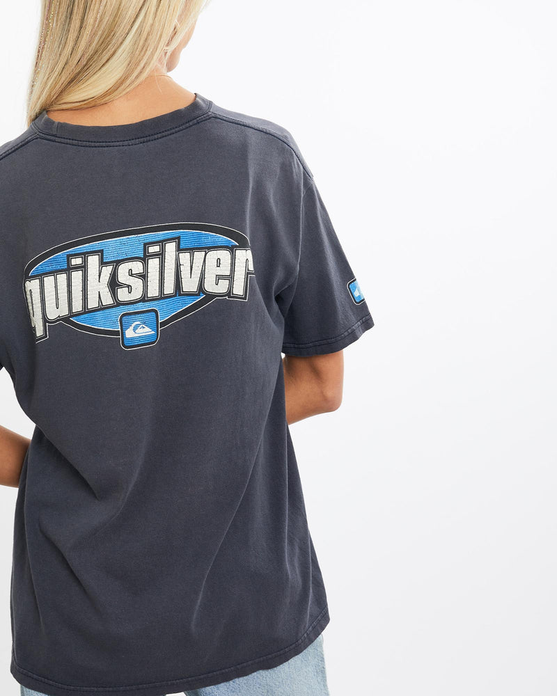 Vintage, Quiksilver, Surf, Tee, The Real Deal, size extra small, colour Navy, newtown, sydney, australia, thrift store, opshop, preloved, secondhand, sustainable, retro, antique, 70s, 80s, 90s, 2000s, 00s, fashion, clothing, streetwear, trendy, garment, style, boutique, store, shop, archive, sale, cheap, best, top, T-Shirts