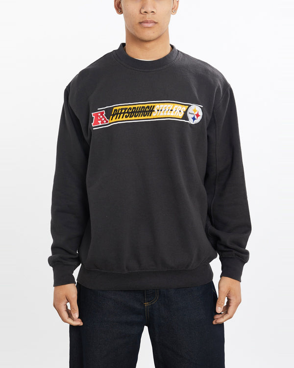 Vintage, NFL, Pittsburgh, Steelers, Sweatshirt, The Real Deal, size large, colour Black, newtown, sydney, australia, thrift store, opshop, preloved, secondhand, sustainable, retro, antique, 70s, 80s, 90s, 2000s, 00s, fashion, clothing, streetwear, trendy, garment, style, boutique, store, shop, archive, sale, cheap, best, top, Sweats and hoodies