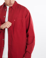 Vintage, Levi's, Button, Up, Shirt, The Real Deal, size double extra large, colour Burgundy, newtown, sydney, australia, thrift store, opshop, preloved, secondhand, sustainable, retro, antique, 70s, 80s, 90s, 2000s, 00s, fashion, clothing, streetwear, trendy, garment, style, boutique, store, shop, archive, sale, cheap, best, top, Shirts