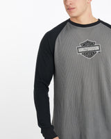 Vintage, Harley, Davidson, Long, Sleeve, Thermal, Tee, The Real Deal, size extra large, colour Multicolour, newtown, sydney, australia, thrift store, opshop, preloved, secondhand, sustainable, retro, antique, 70s, 80s, 90s, 2000s, 00s, fashion, clothing, streetwear, trendy, garment, style, boutique, store, shop, archive, sale, cheap, best, top, T-Shirts