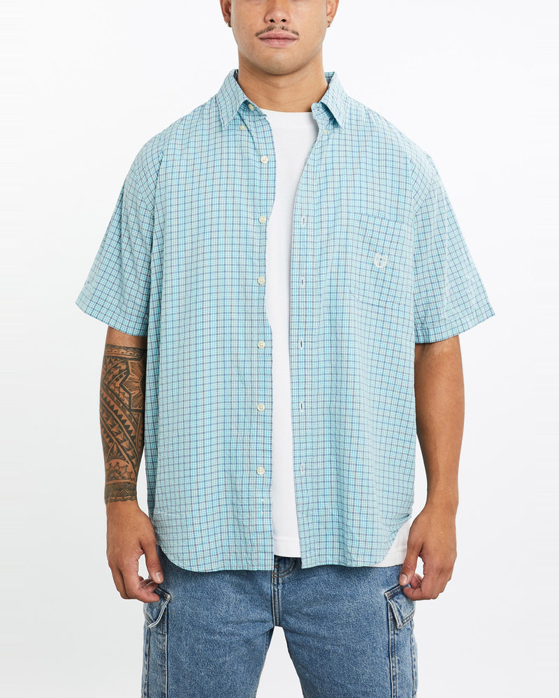 Vintage, 90s, Chaps, Ralph, Lauren, Short, Sleeve, Button, Up, Shirt, The Real Deal, size extra large, colour Blue, newtown, sydney, australia, thrift store, opshop, preloved, secondhand, sustainable, retro, antique, 70s, 80s, 90s, 2000s, 00s, fashion, clothing, streetwear, trendy, garment, style, boutique, store, shop, archive, sale, cheap, best, top, Shirts