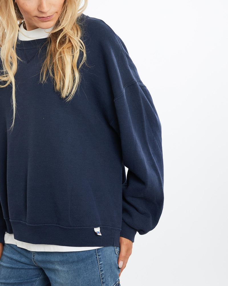 Vintage, 90s, Russell, Athletic, Sweatshirt, The Real Deal, size medium, colour Navy, newtown, sydney, australia, thrift store, opshop, preloved, secondhand, sustainable, retro, antique, 70s, 80s, 90s, 2000s, 00s, fashion, clothing, streetwear, trendy, garment, style, boutique, store, shop, archive, sale, cheap, best, top, Sweats and hoodies