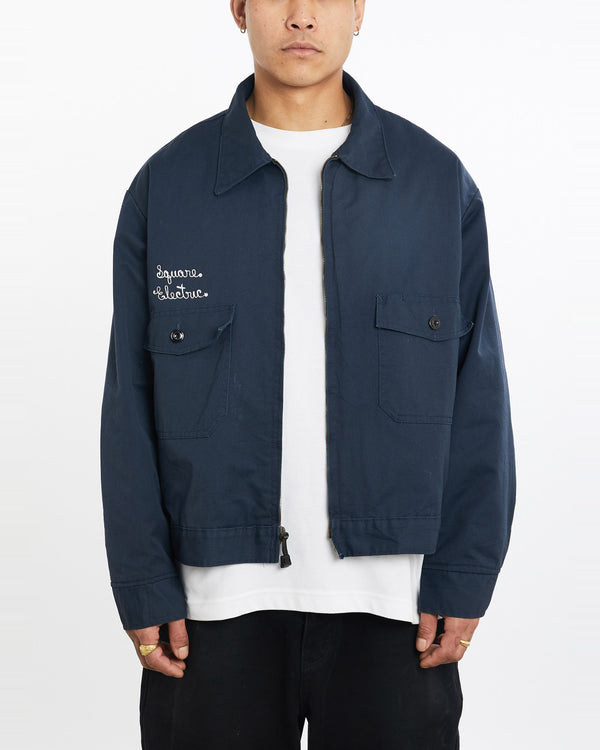 Vintage, 90s, Chain, Stitch, Mechanic, Jacket, The Real Deal, size extra large, colour Navy, newtown, sydney, australia, thrift store, opshop, preloved, secondhand, sustainable, retro, antique, 70s, 80s, 90s, 2000s, 00s, fashion, clothing, streetwear, trendy, garment, style, boutique, store, shop, archive, sale, cheap, best, top, Jackets